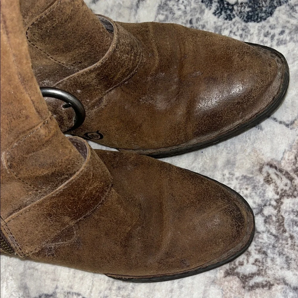 Suede leather mid calf riding boots Born Shaylee - Picture 6 of 10